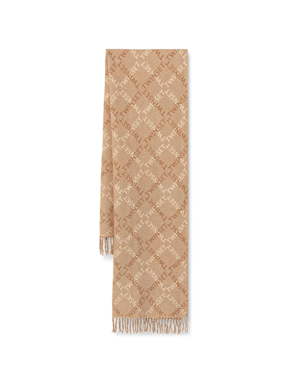 TWINSET logo-print fringed scarf - Toni neutri