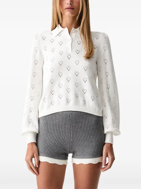 TWINSET polo de manga farol con punto calado de corazones