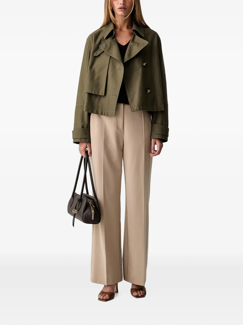 TWINSET Trui met V-hals en chevron streep Bruin