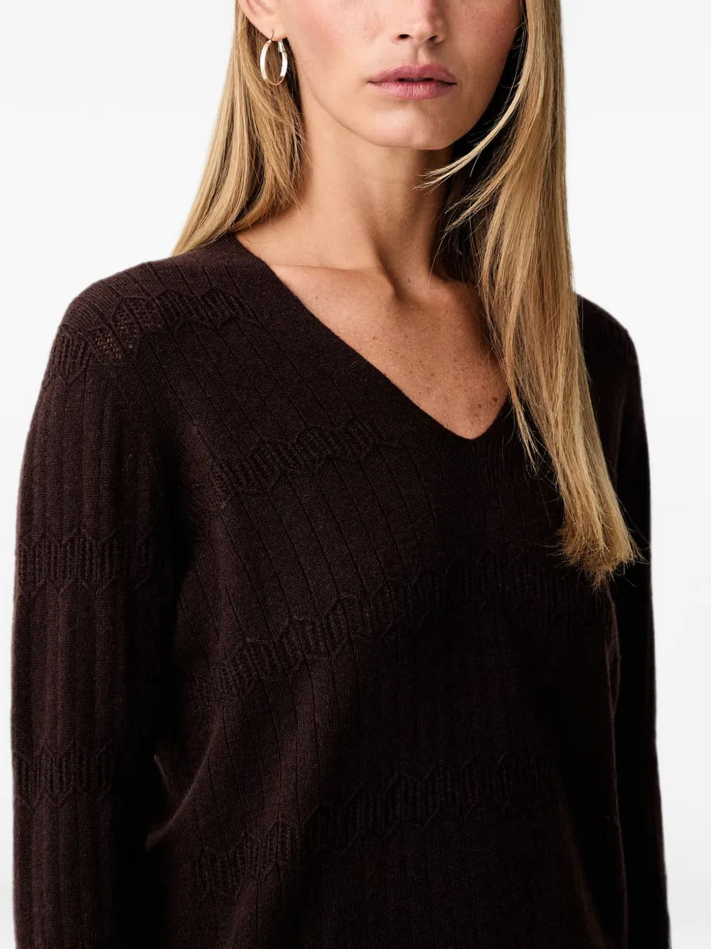 TWINSET Trui met V-hals en chevron streep Bruin