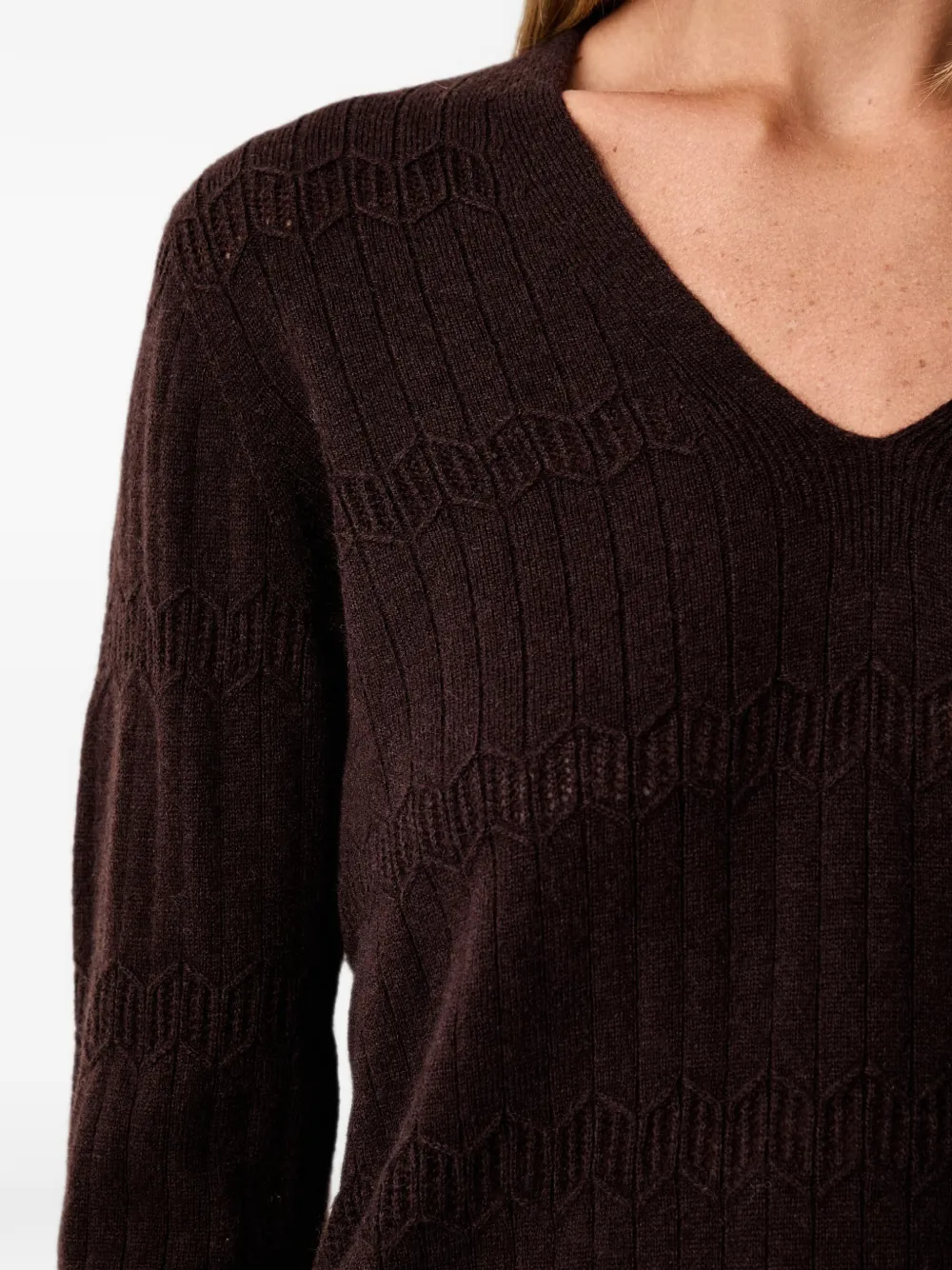 TWINSET Trui met V-hals en chevron streep Bruin