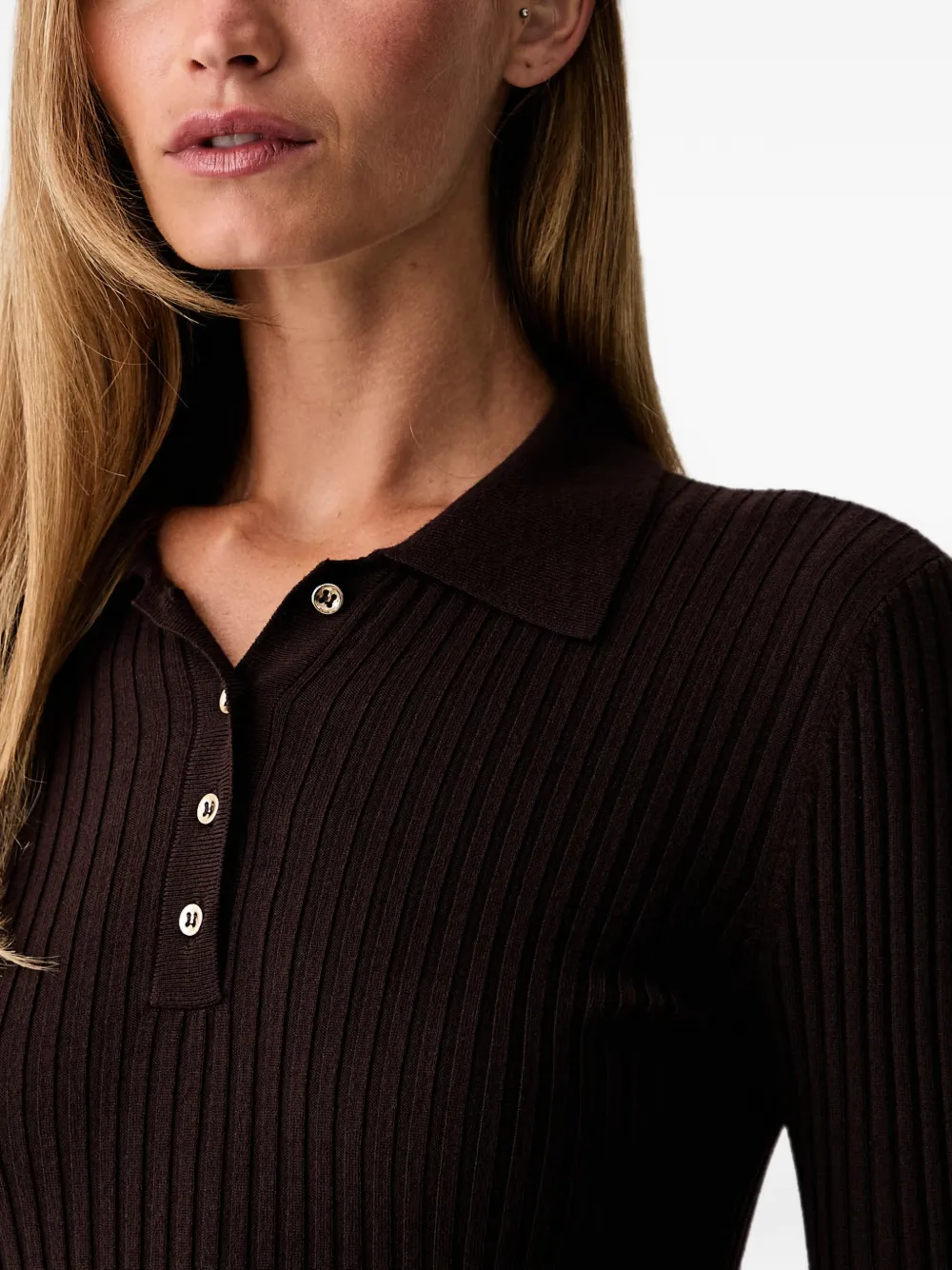 TWINSET Ribgebreide polotrui Bruin