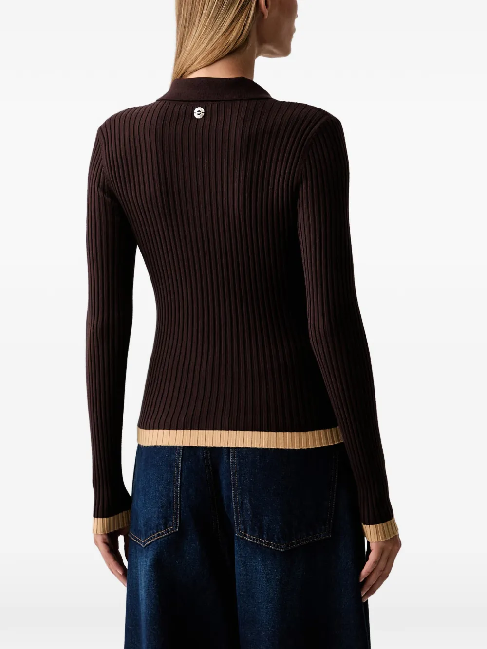 TWINSET Ribgebreide polotrui Bruin