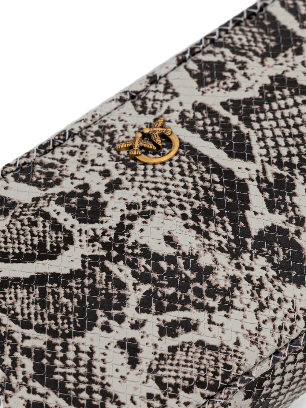 PINKO Love Birds schoudertas met slangen-effect Beige