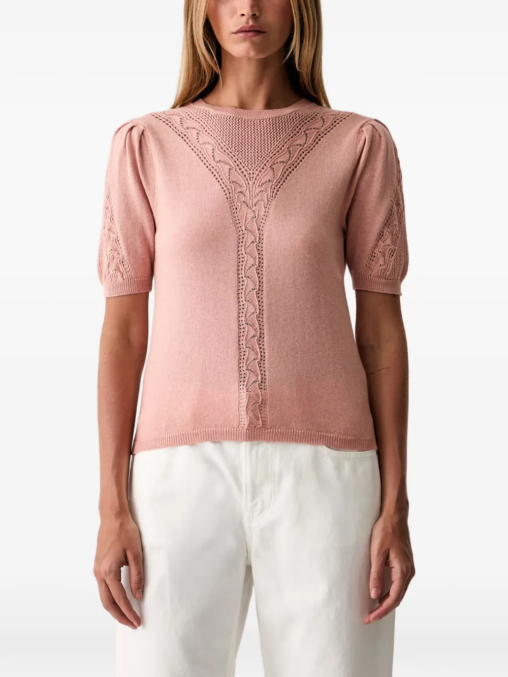 TWINSET wool-blend punched-knit jumper - Rosa