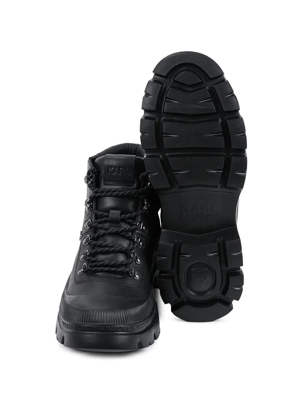 Karl Lagerfeld lace-up panelled boots Zwart