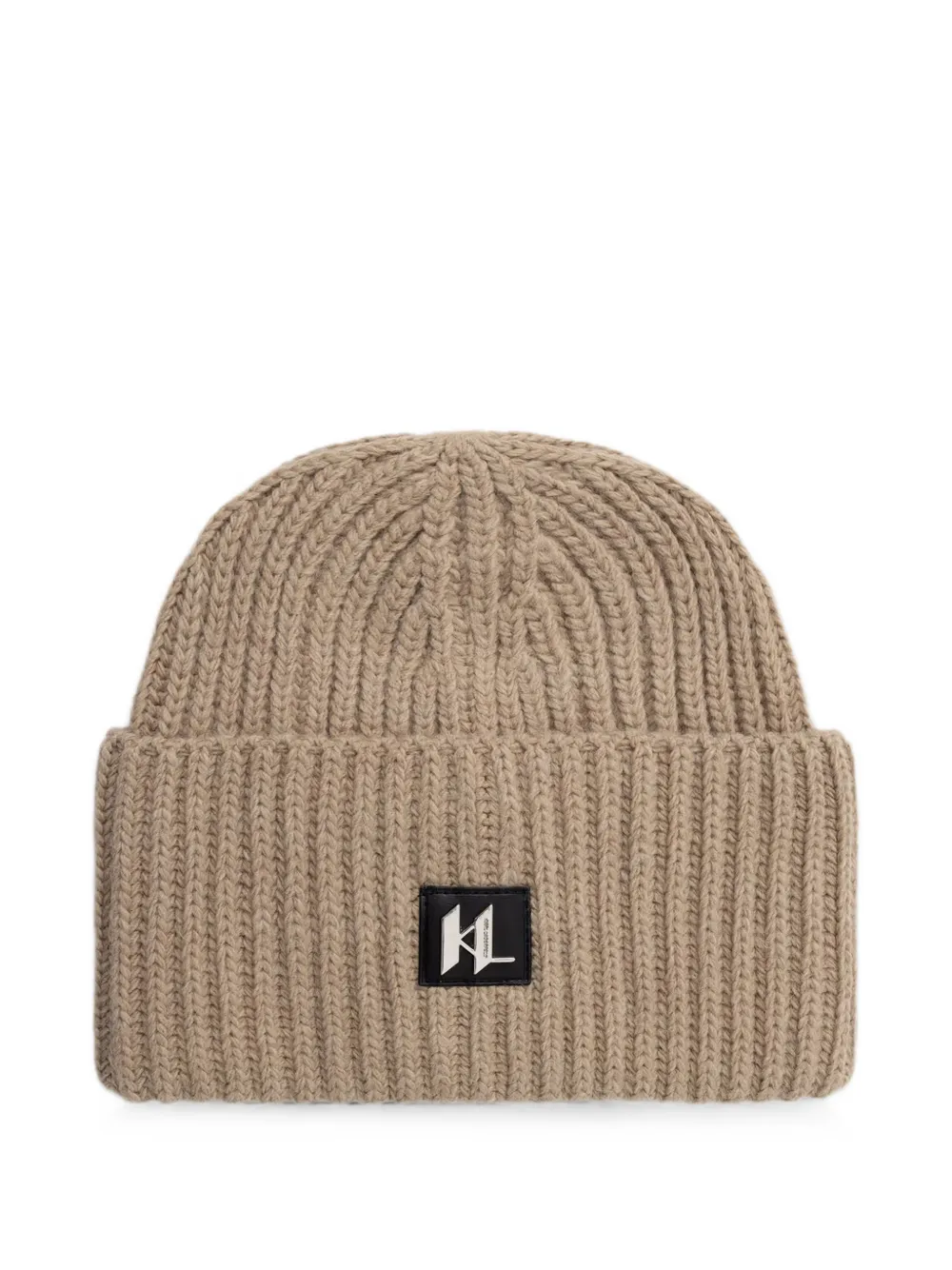 Karl Lagerfeld ribbed-knit beanie hat - Nude