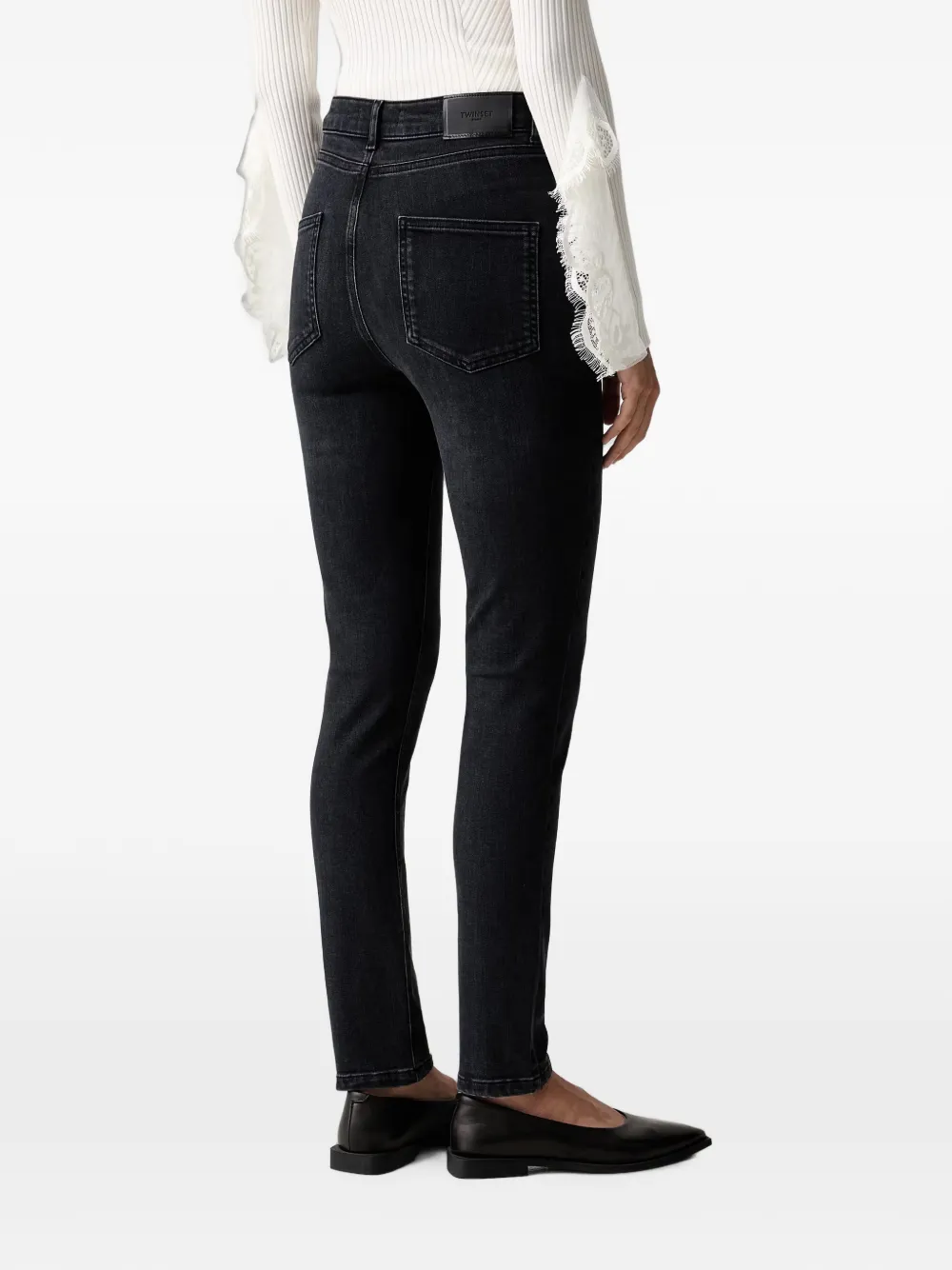 TWINSET High waist skinny jeans Zwart