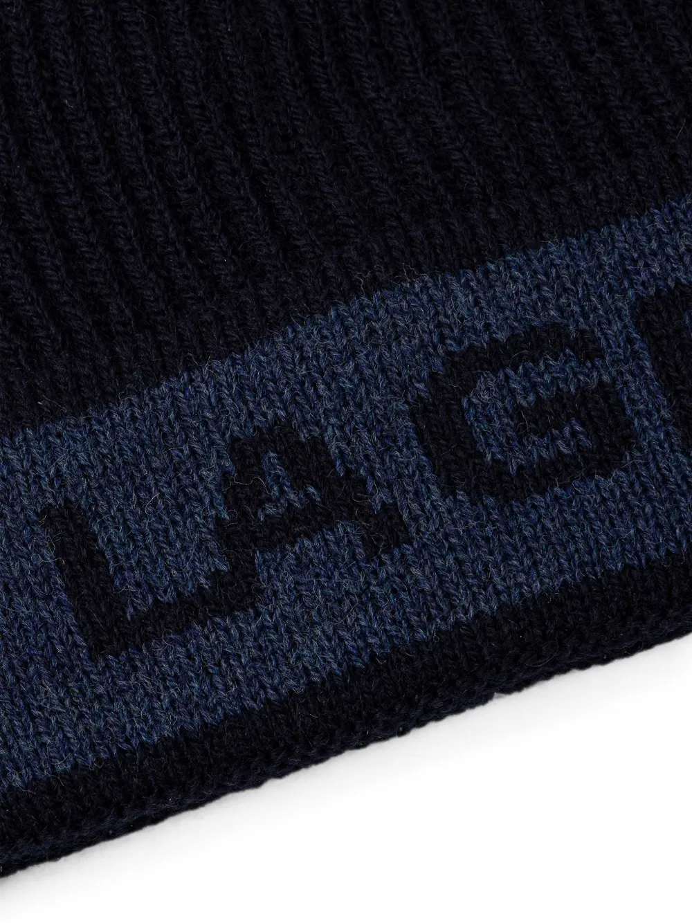 Karl Lagerfeld Ribgebreide logo intarsia muts Blauw