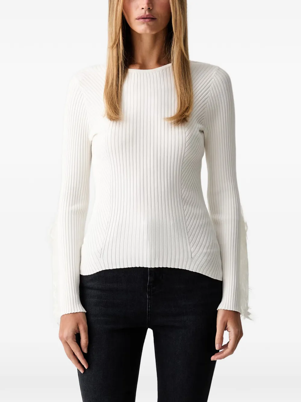 TWINSET lace-trim ribbed sweater - Weiß