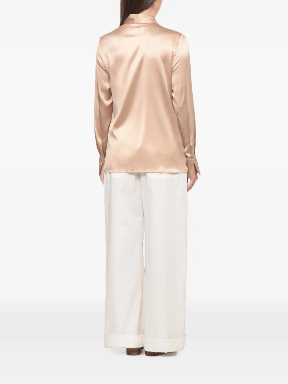 Peserico Blouse met satijnen afwerking Beige