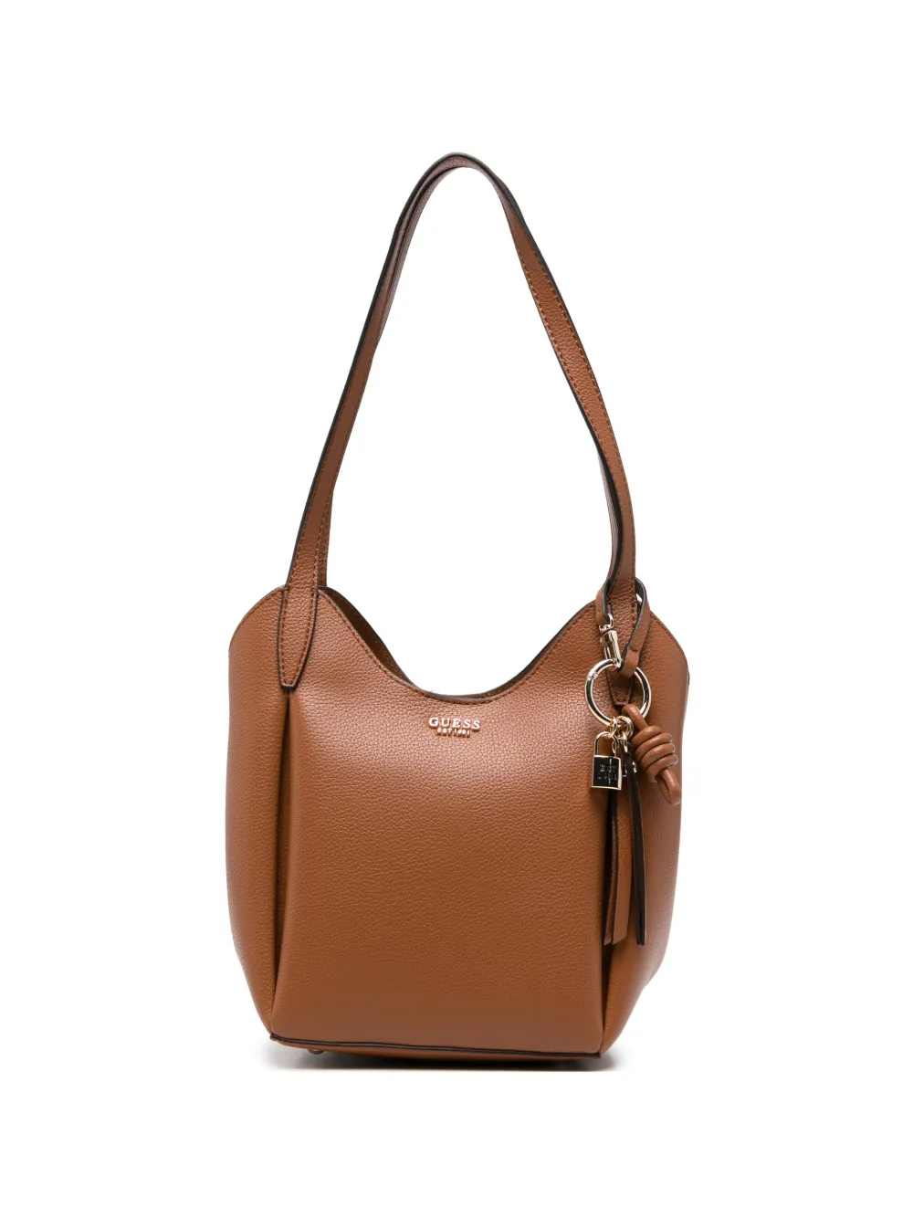 GUESS USA Melody logo-plaque pebbled shoulder bag - Braun