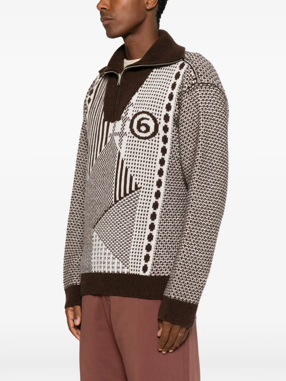 MM6 Maison Margiela Trui met kwartrits en patchwork Bruin