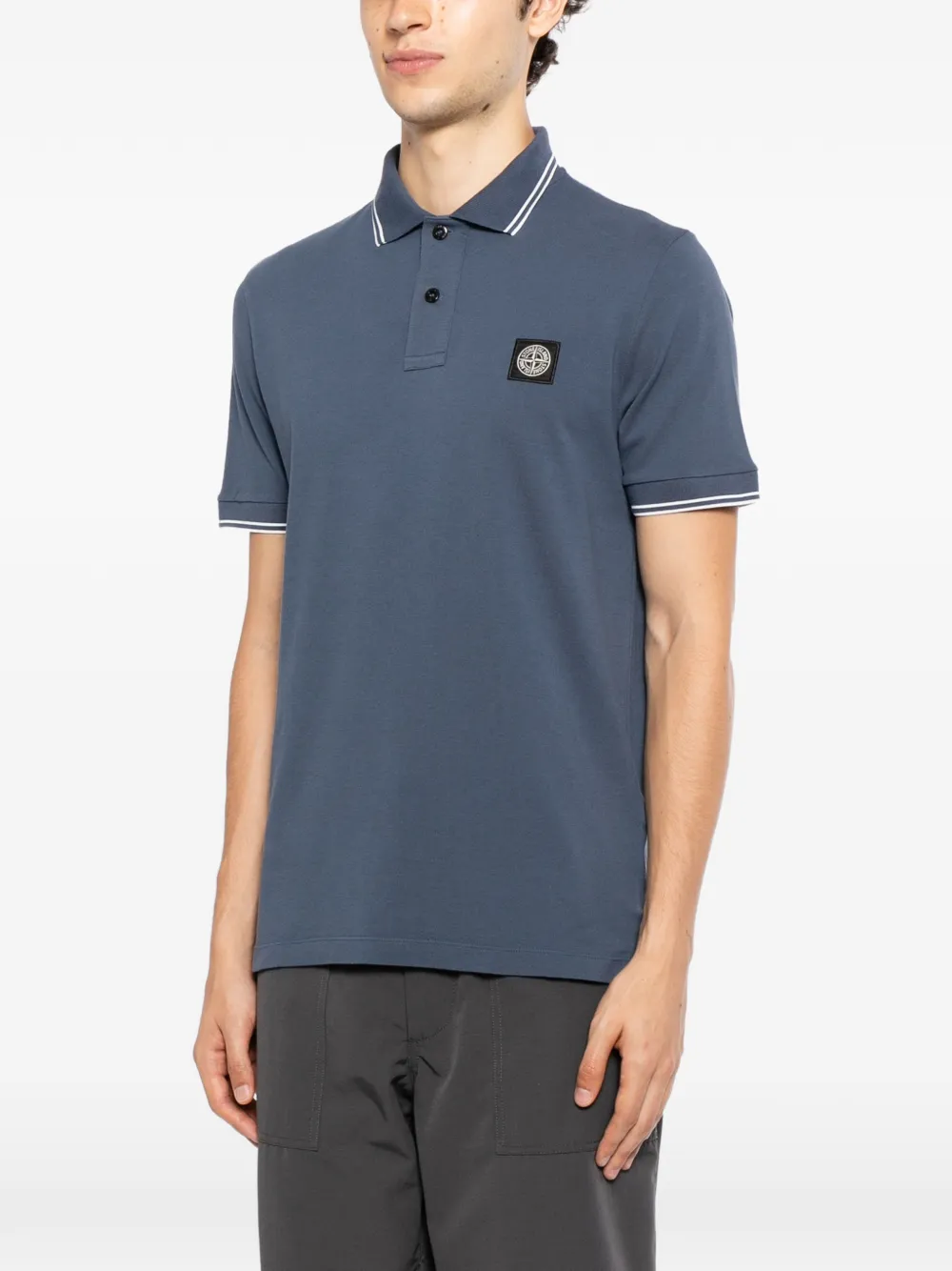 Stone Island Poloshirt met logopatch Blauw