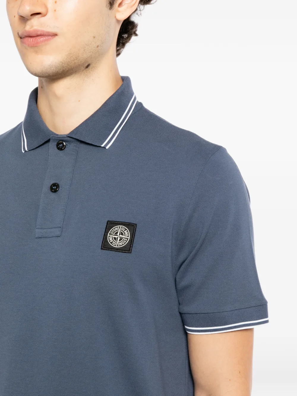 Stone Island Poloshirt met logopatch Blauw