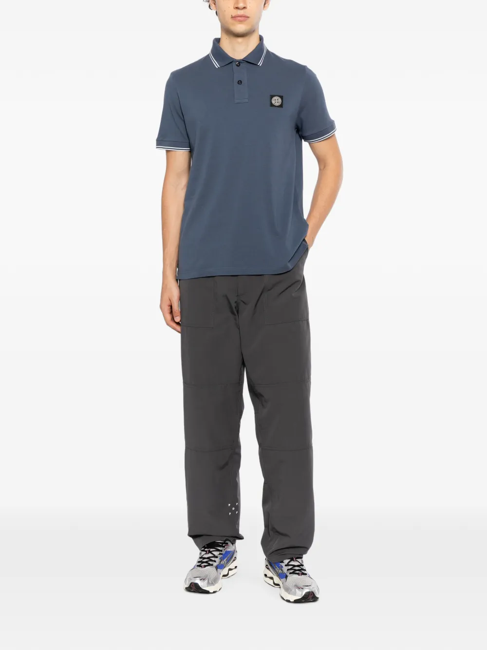 Stone Island Poloshirt met logopatch Blauw
