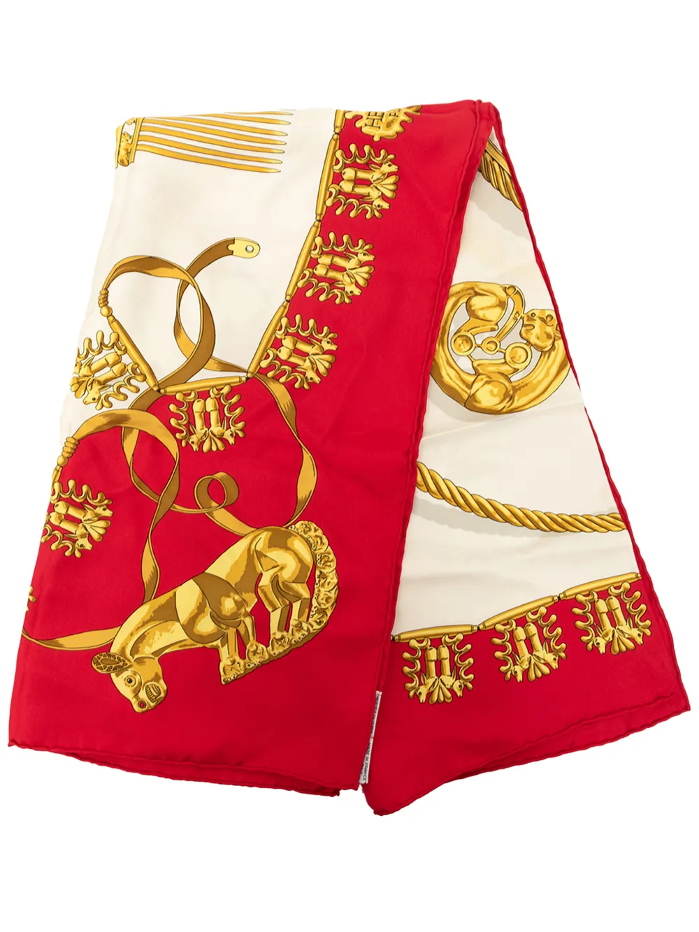 Hermès Pre-Owned 1980-2010 Les Cavaliers d Or Silk Scarf 90 scarves - Rot
