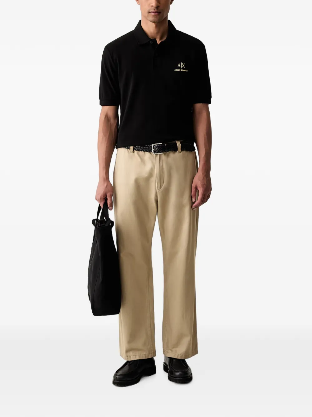 Armani Exchange Poloshirt met geborduurd logo Zwart