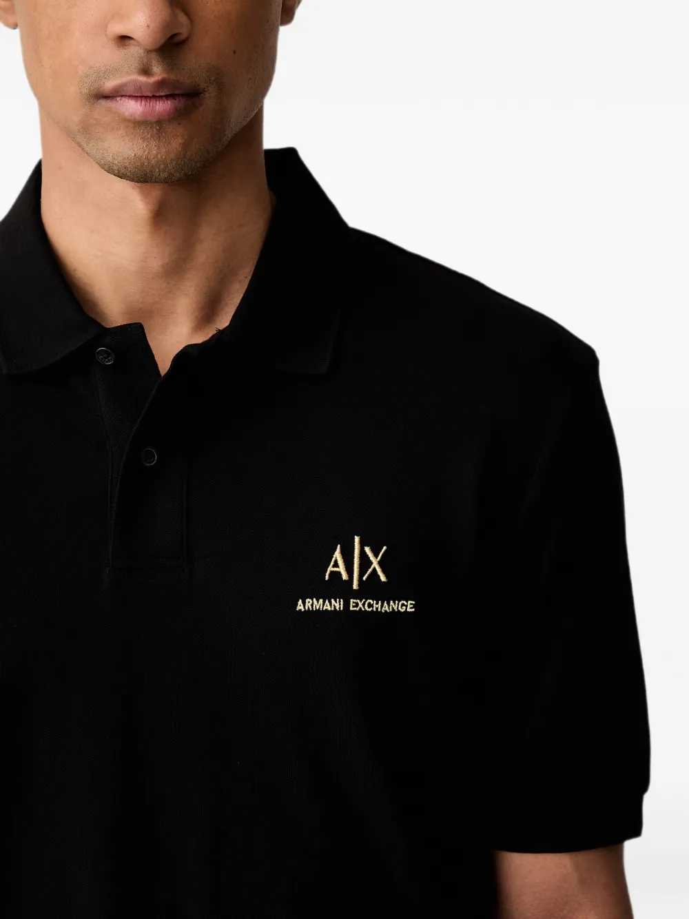 Armani Exchange Poloshirt met geborduurd logo Zwart