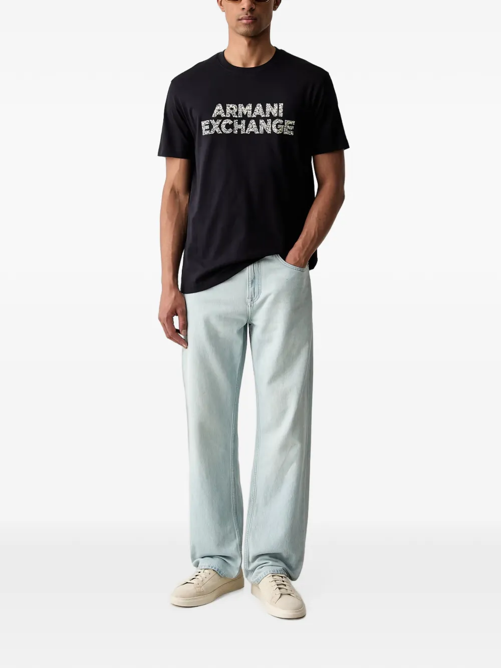 Armani Exchange T-shirt met logoprint Zwart