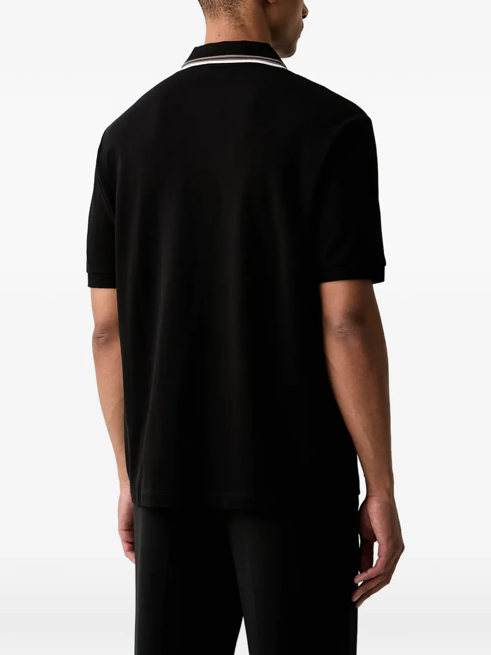 Armani Exchange Poloshirt met logopatch en gestreepte afwerking Zwart