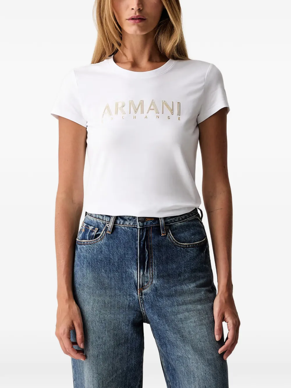 Armani Exchange logo-print short-sleeve T-shirt - Bianco