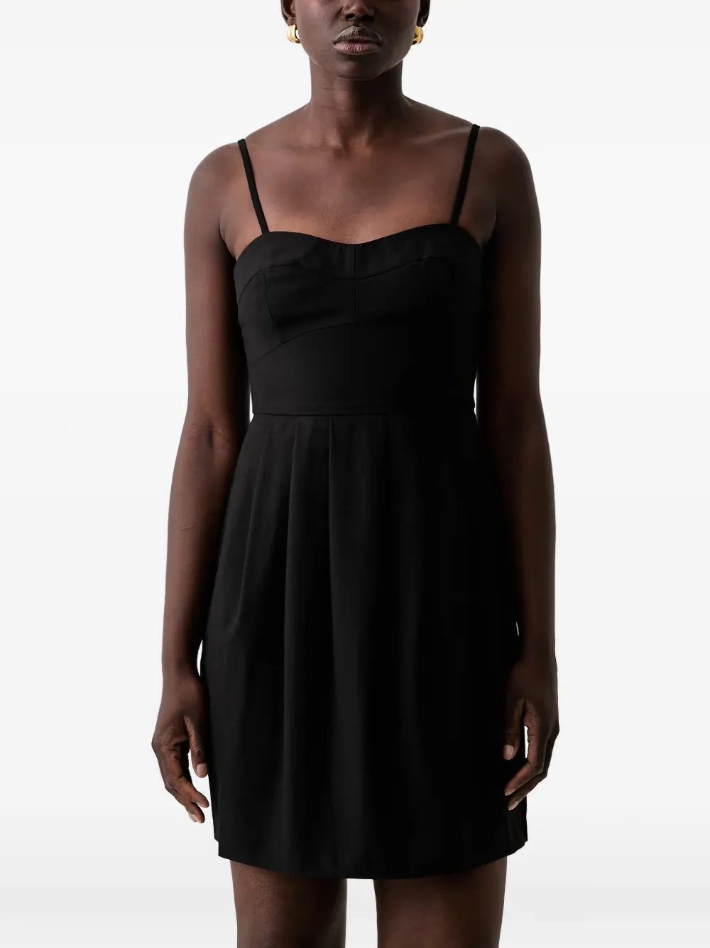 Armani Exchange sweetheart-neck pleated mini dress - Nero