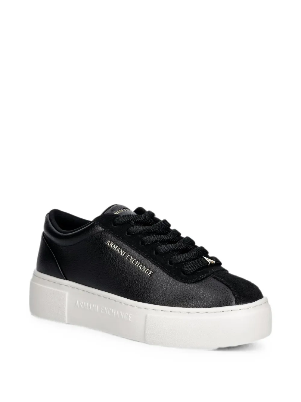 Armani Exchange logo-lettering chunky sneakers Zwart
