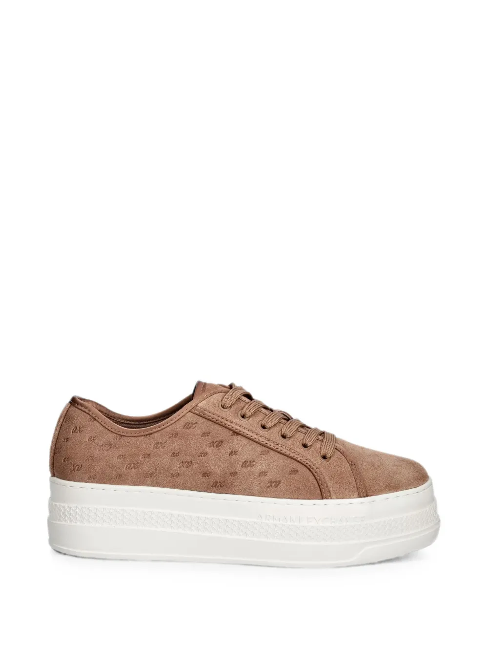 Armani Exchange monogram-debossed flatform sneakers - Braun