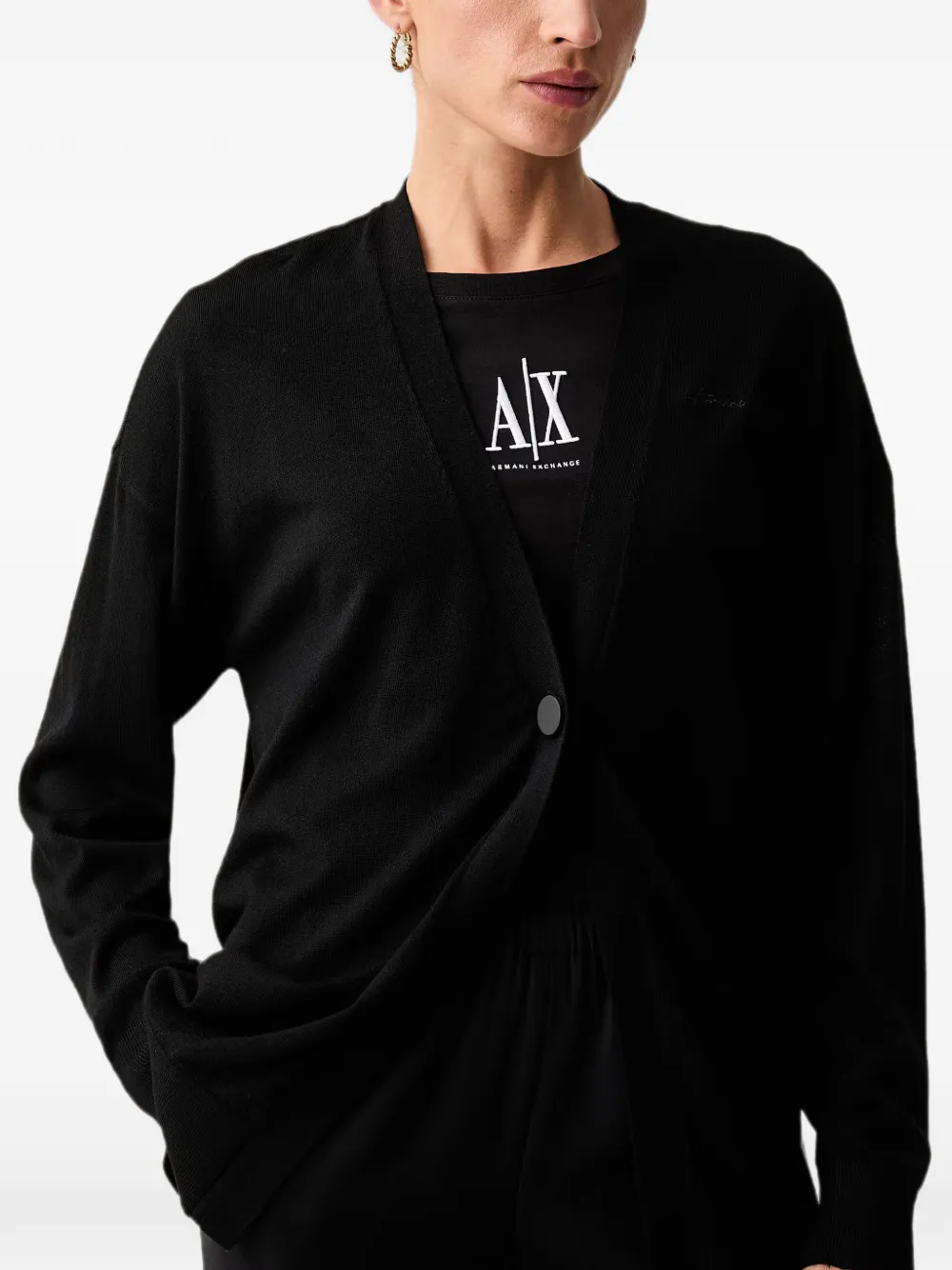 Armani Exchange Vest met geborduurd logo en V-hals Zwart