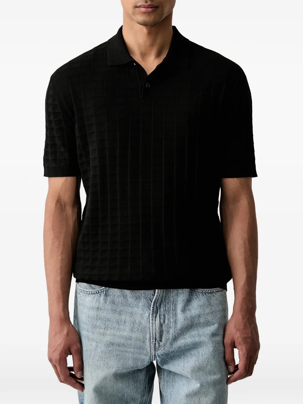 Armani Exchange Geruit poloshirt Zwart
