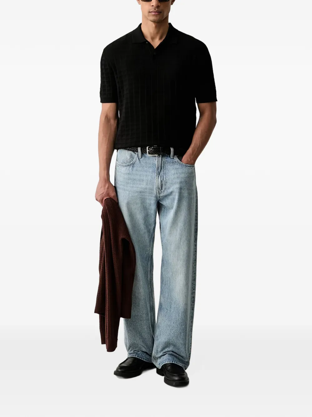 Armani Exchange Geruit poloshirt Zwart