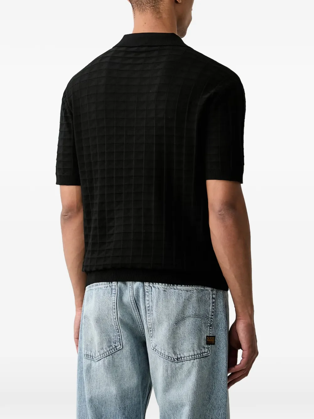 Armani Exchange Geruit poloshirt Zwart
