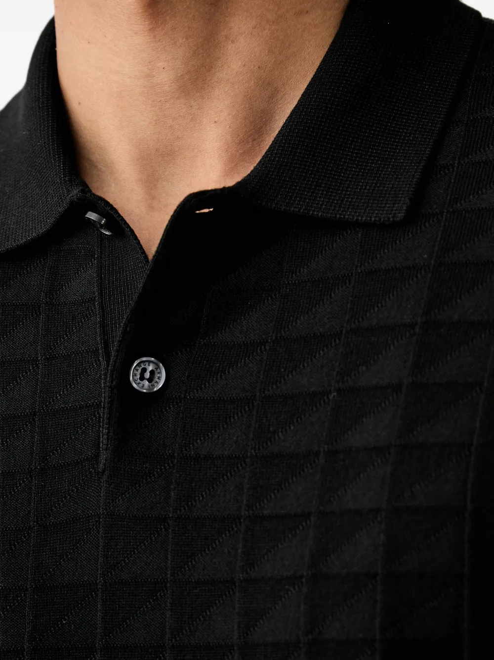 Armani Exchange Geruit poloshirt Zwart