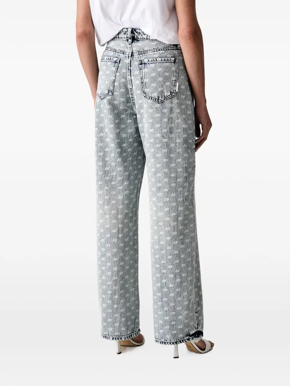 Armani Exchange Jeans met monogramprint en acid-wassing Blauw