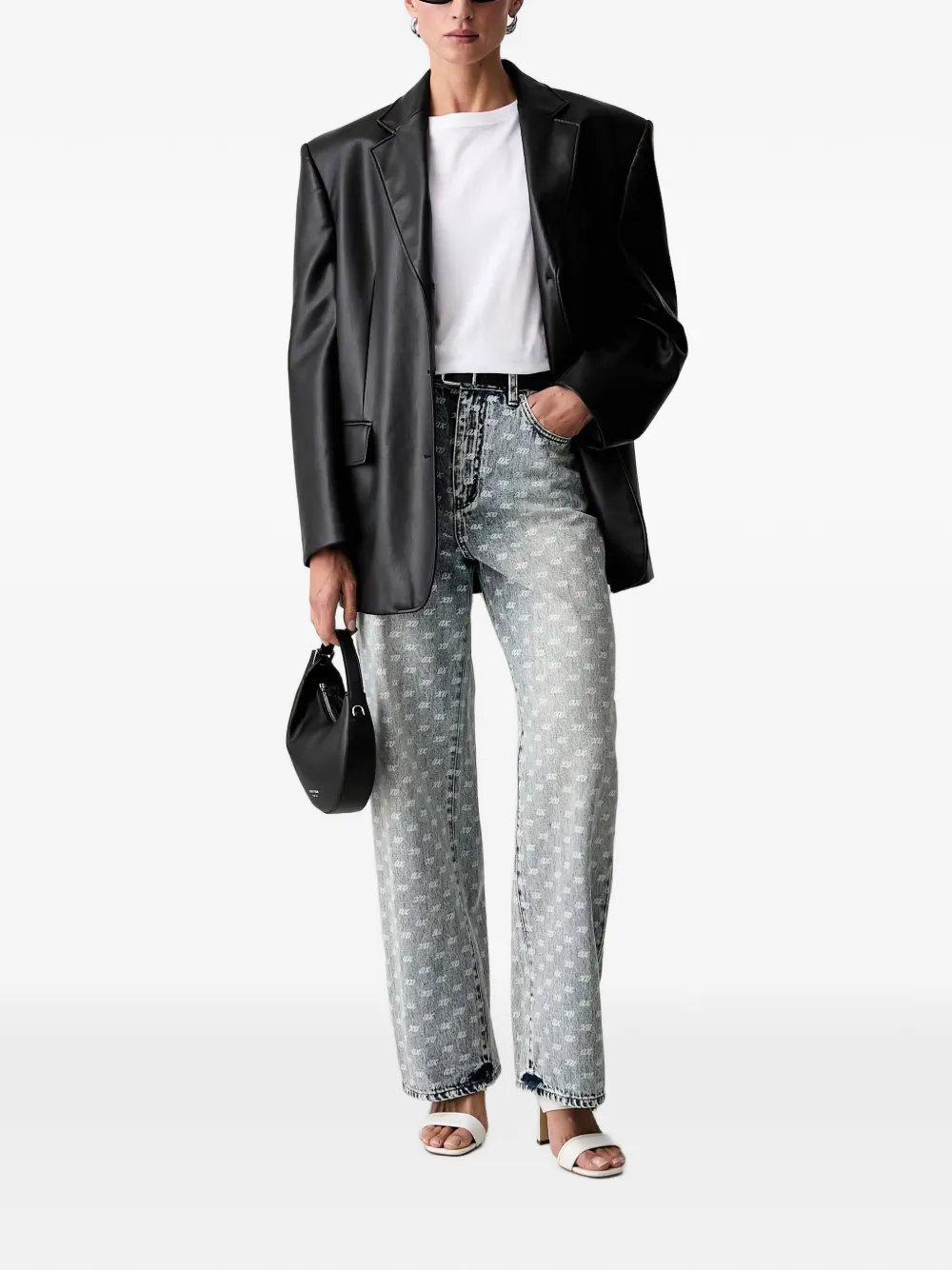 Armani Exchange Jeans met monogramprint en acid-wassing Blauw