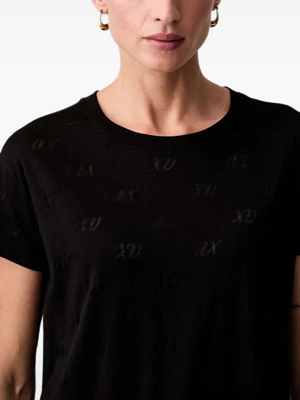 Armani Exchange T-shirt met devoré-effect Zwart