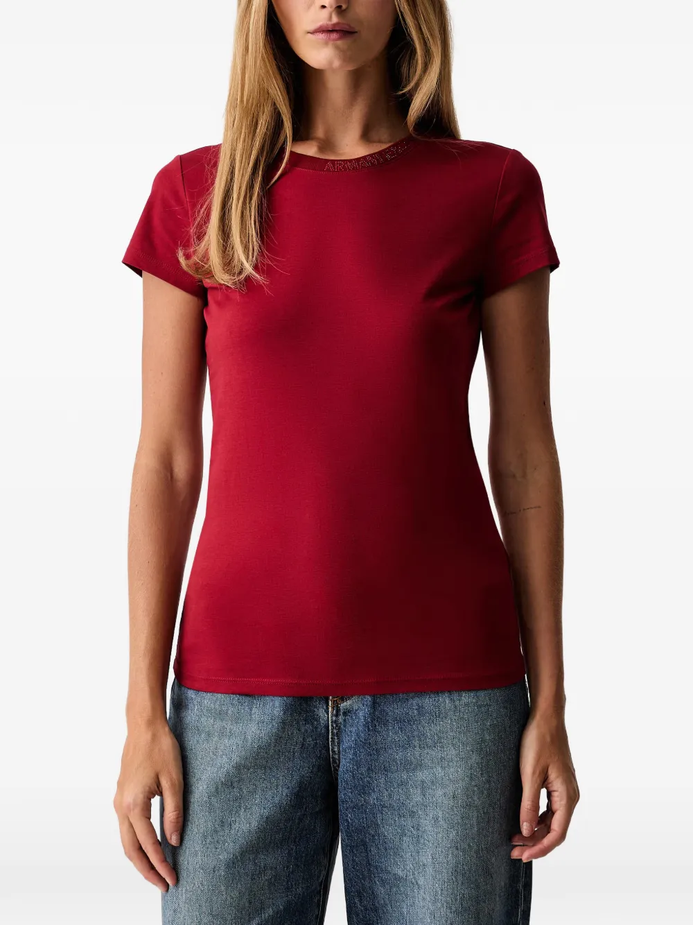 Armani Exchange T-shirt verfraaid met logo Rood