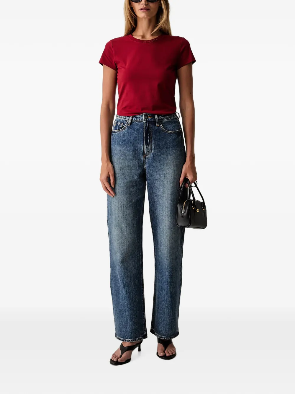 Armani Exchange T-shirt verfraaid met logo Rood