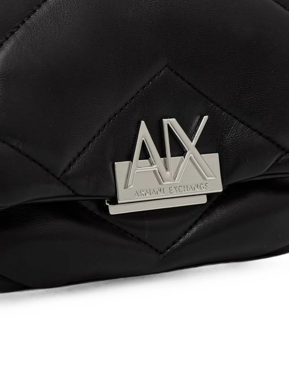 Armani Exchange Gewatteerde mini-schoudertas met logoplakkaat Zwart