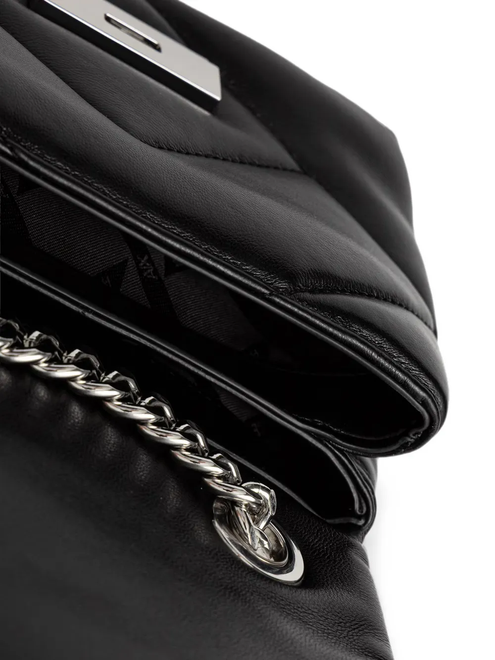 Armani Exchange Gewatteerde mini-schoudertas met logoplakkaat Zwart