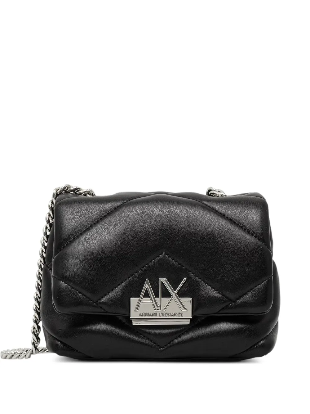 Armani Exchange mini quilted logo-plaque shoulder bag - Nero