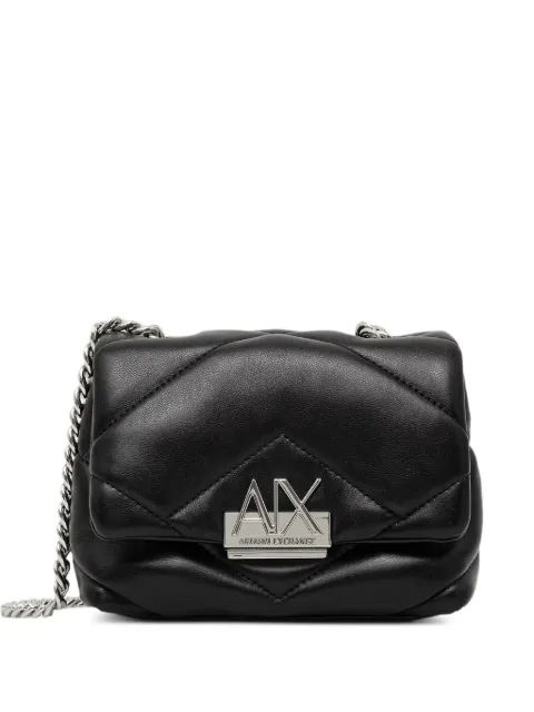 Armani Exchange bolsa de hombro mini capitonada con placa del logo