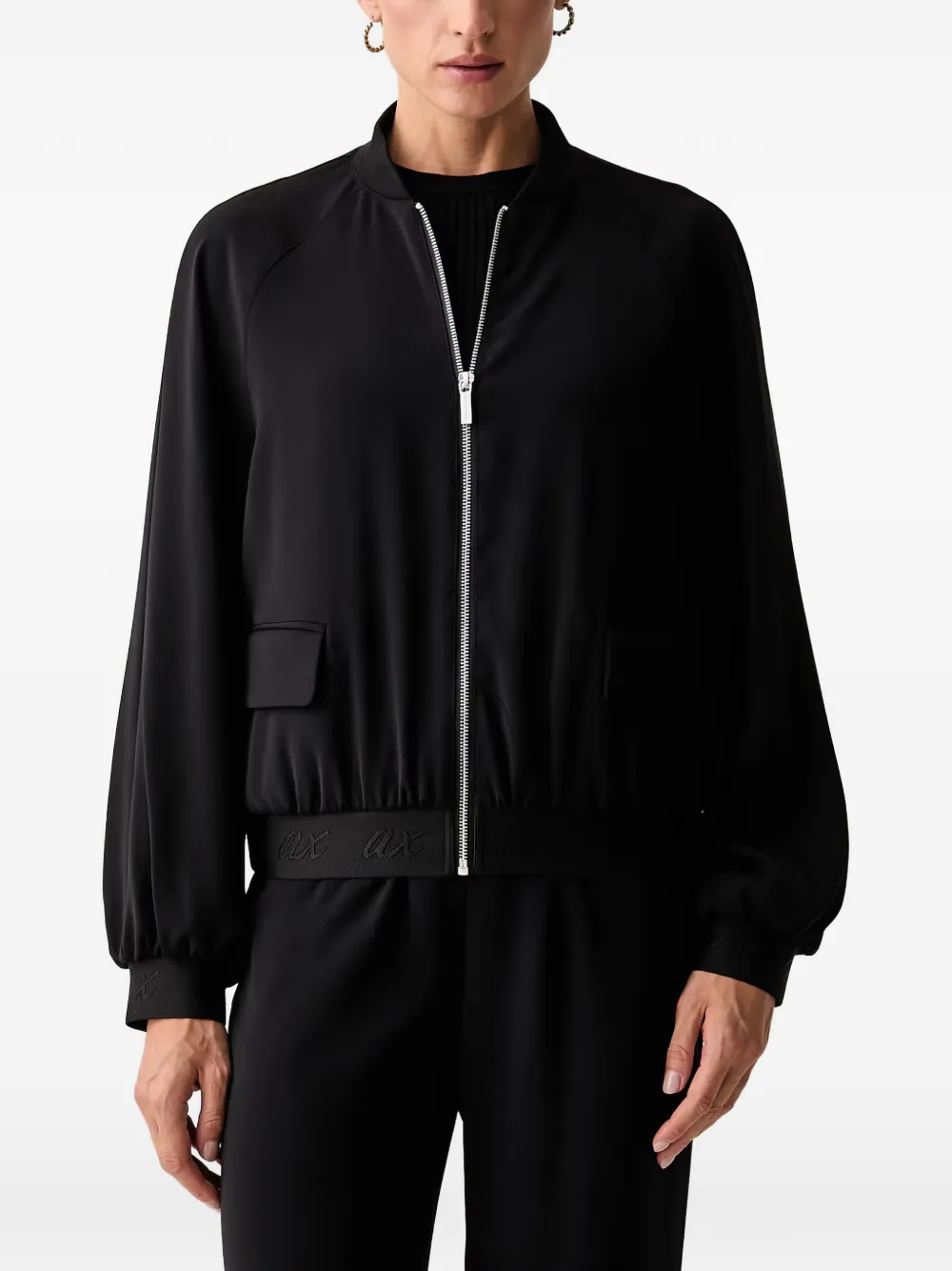 Armani Exchange logo-embroidered bomber jacket - Schwarz