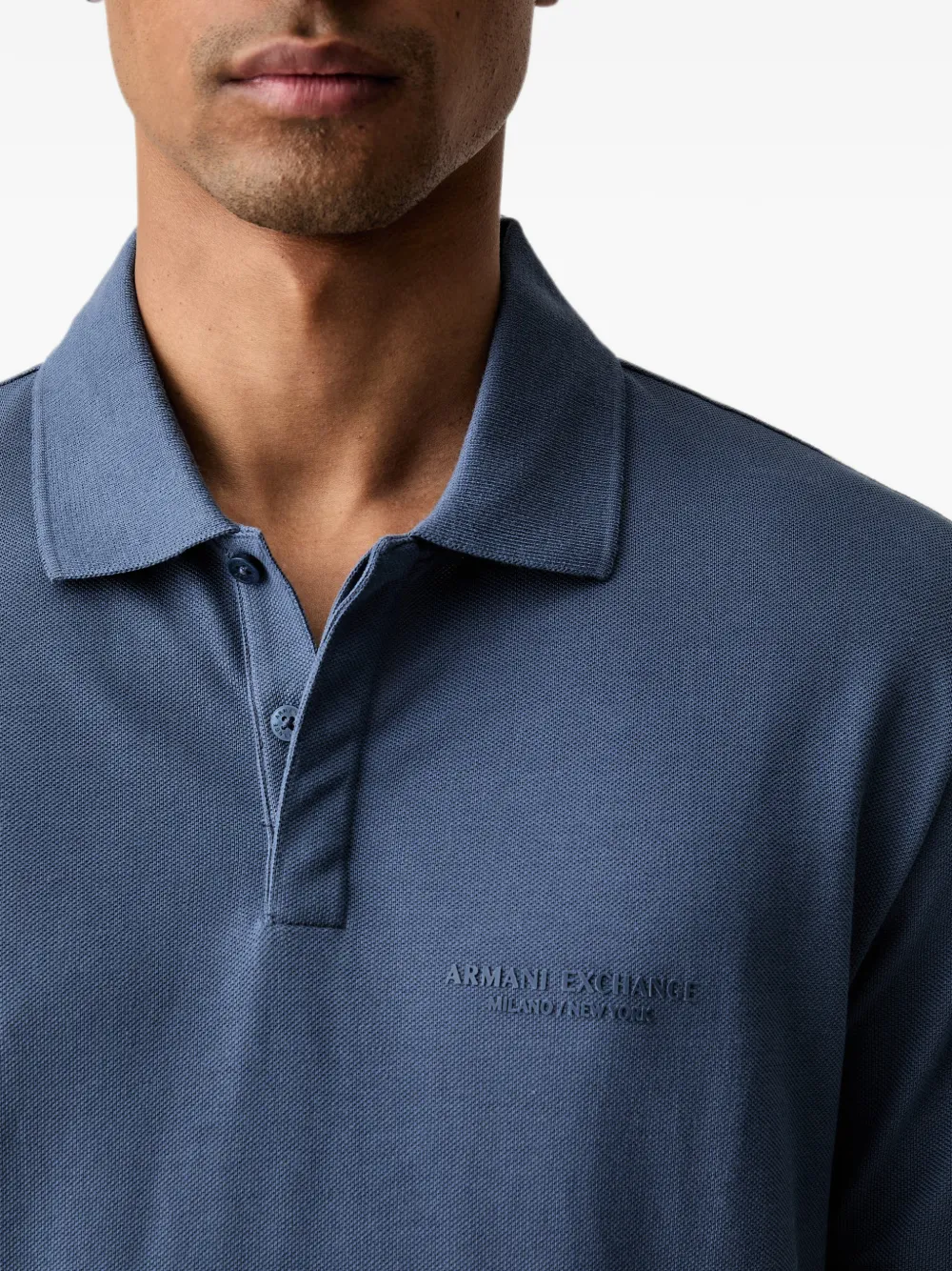Armani Exchange Piqué poloshirt met geborduurd logo Blauw