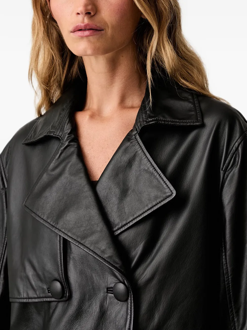 Armani Exchange Leren jack met dubbele rij knopen Zwart