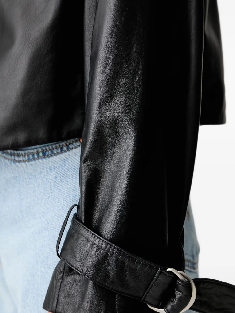 Armani Exchange Leren jack met dubbele rij knopen Zwart