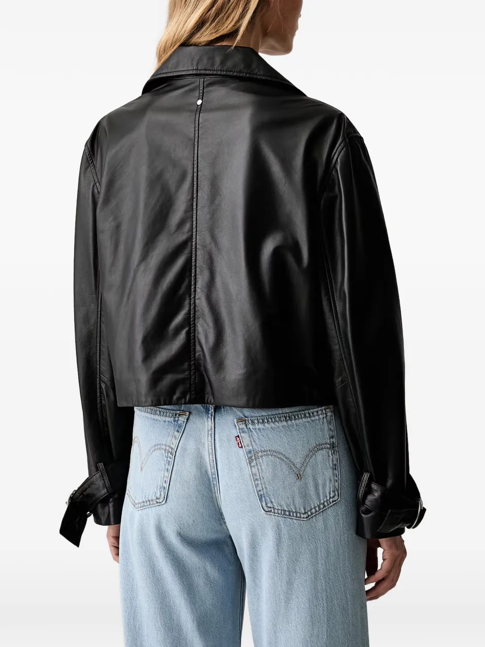 Armani Exchange Leren jack met dubbele rij knopen Zwart