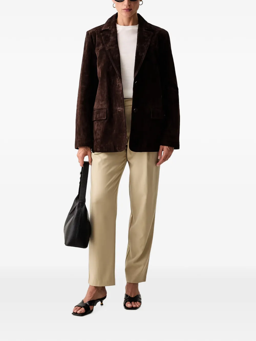 Armani Exchange Broek met geplooid detail Beige