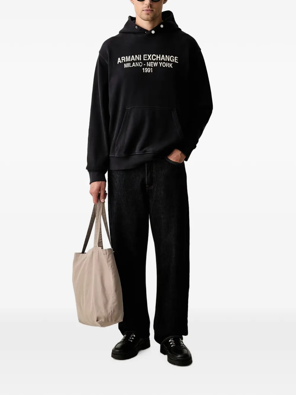 Armani Exchange Hoodie met logoprint Blauw